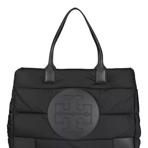 Tory Burch Black Quilted Tote Bag